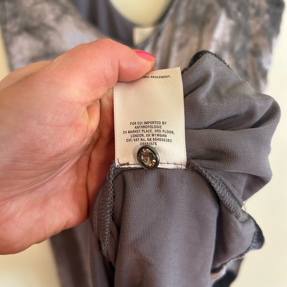 Anthropologie Maeve Velvet Cropped Wide Leg Jumpsuit Overalls Silver Size XS - Picture 7 of 8